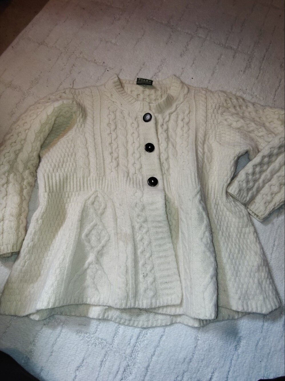 Women’s Cable-Knit Button Cardigan Sweater - Cream
